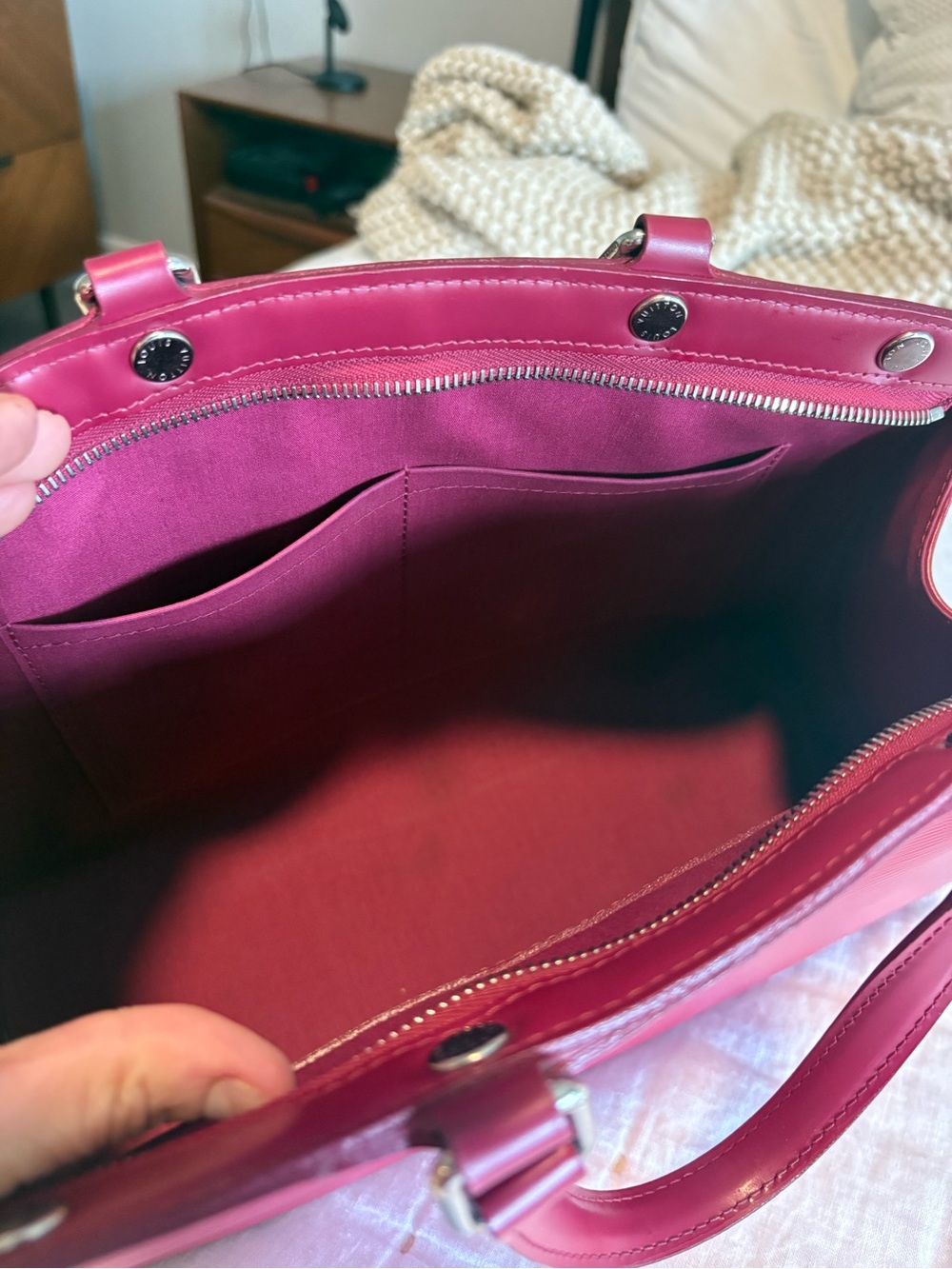 Louis Vuitton Brea MM Burgundy/Pink Epi Leather Satchel with Scarf Accent, VGUC! - Picture 16 of 16